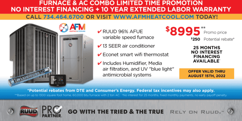 Spring & Summer 2022 Special: New Furnace + AC Combo No Interest Financing. Limited Time Promotion
